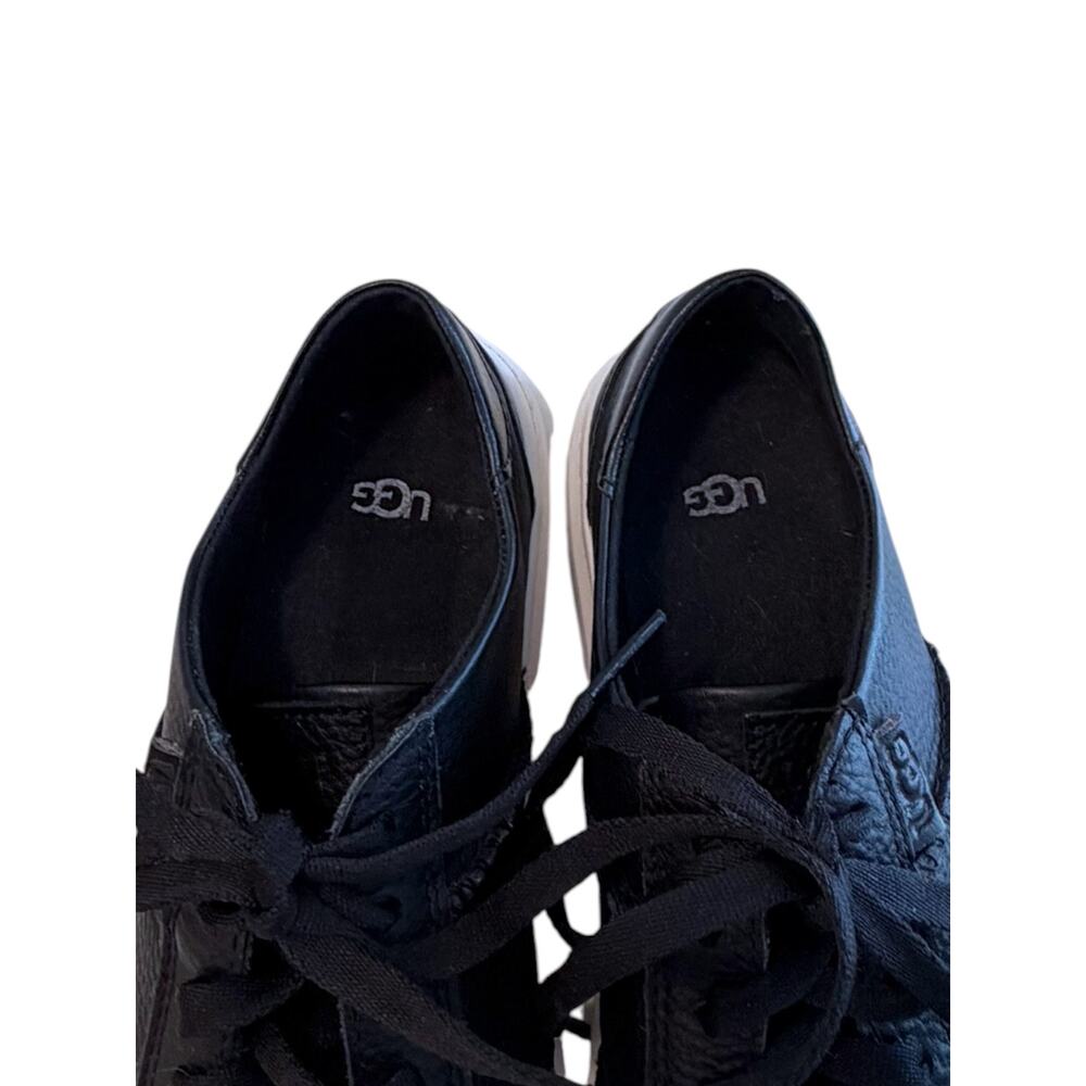 UGG Alameida Lace Sneaker Women's Size 6 Black Leather Comfort Trainer - Picture 2 of 8